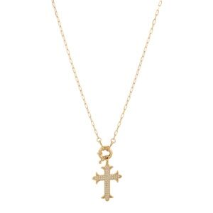 Pave Cross Pendant Chain Necklace